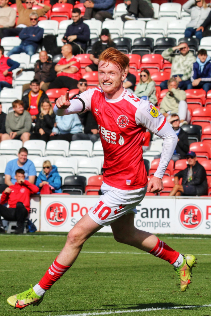Fleetwood Town Footballer celebration Fleetwood Town Footballer celebration